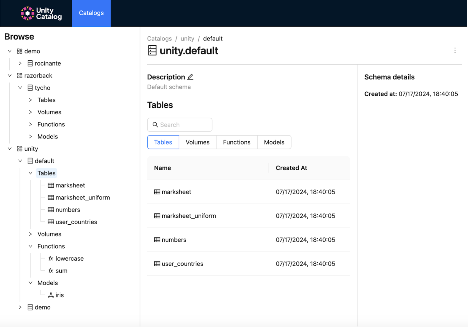 Unity Catalog Stats