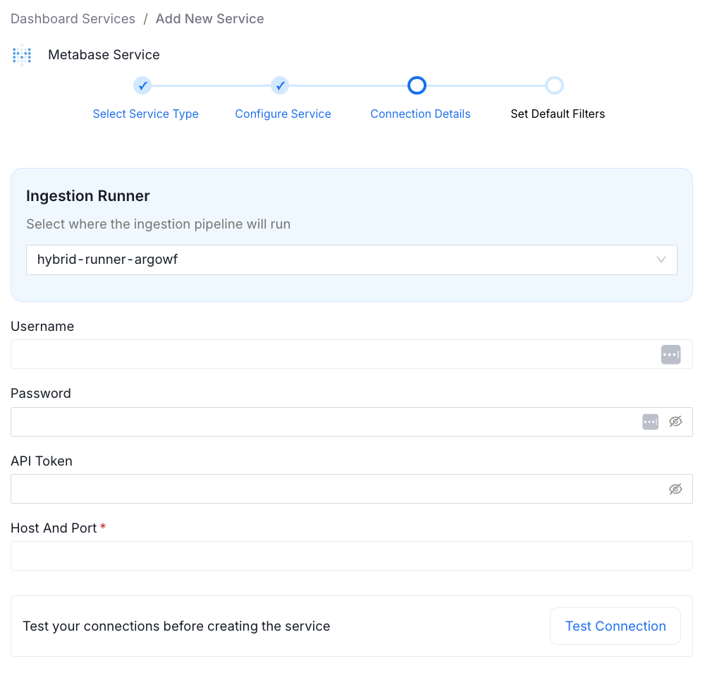 Metabase Connection Details