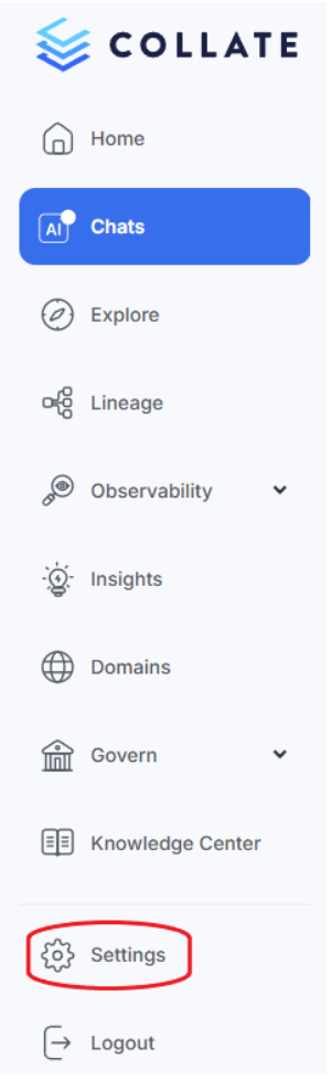 Navigate to Settings in Collate